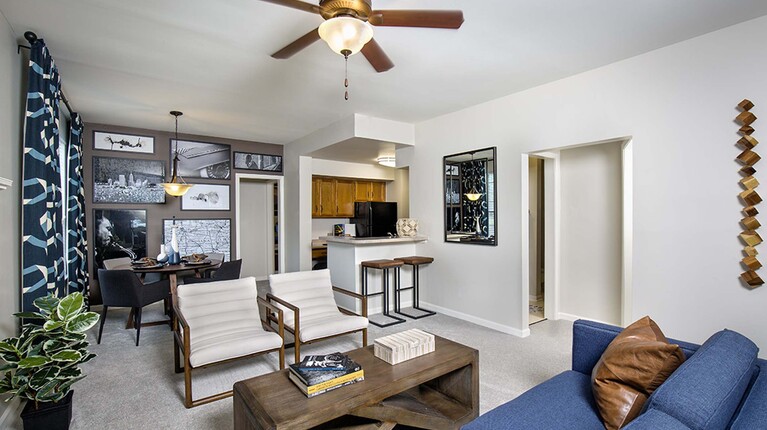 Living Room with Ceiling Fan