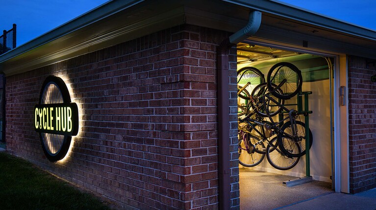 Cycle Hub with Indoor Storage and Repair Station