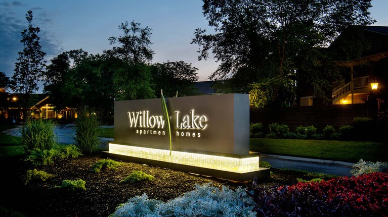 Welcome sign at dusk